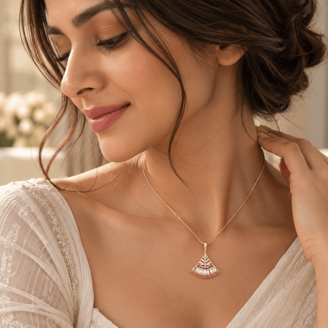 Fan Shaped Diamond Pendant