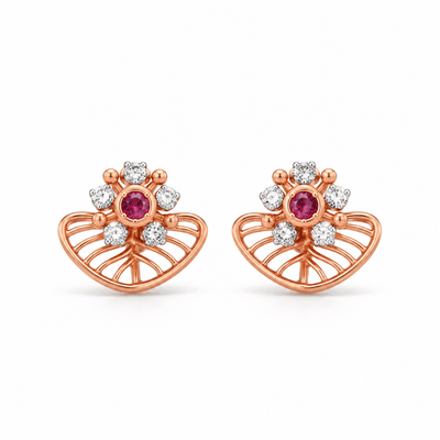 Fan Diamond Stud Earrings