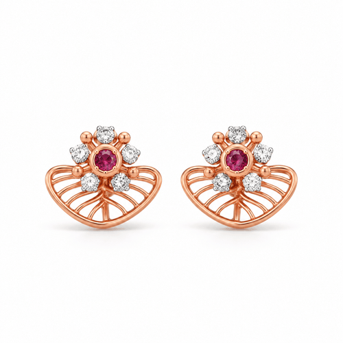 Fan Diamond Stud Earrings
