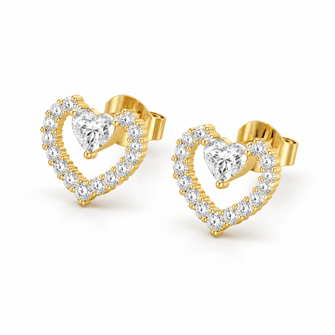 Twin Sparkle Heart Earrings
