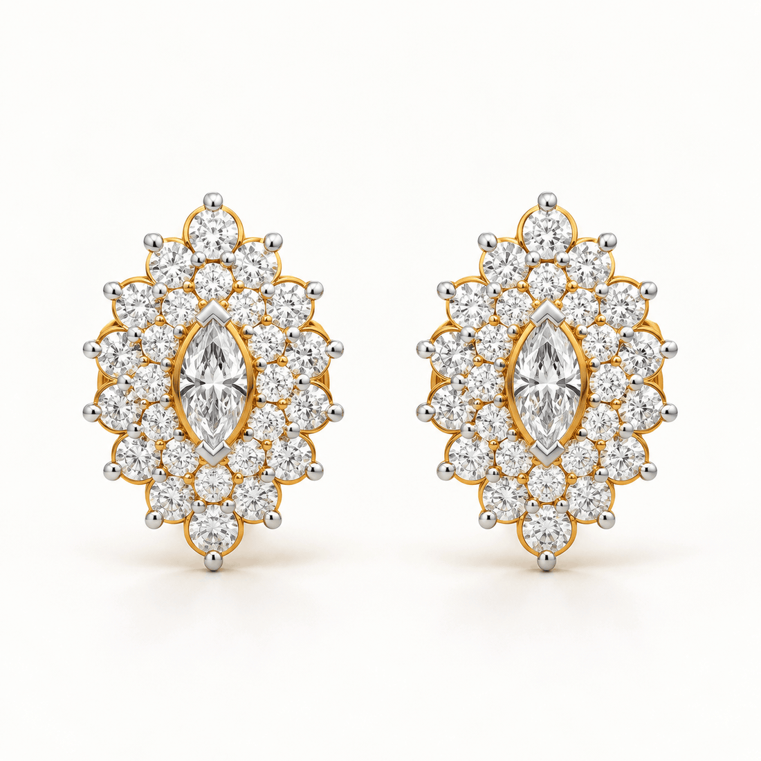Marquise Halo Studs