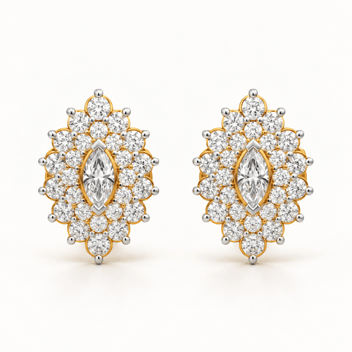Marquise Halo Studs