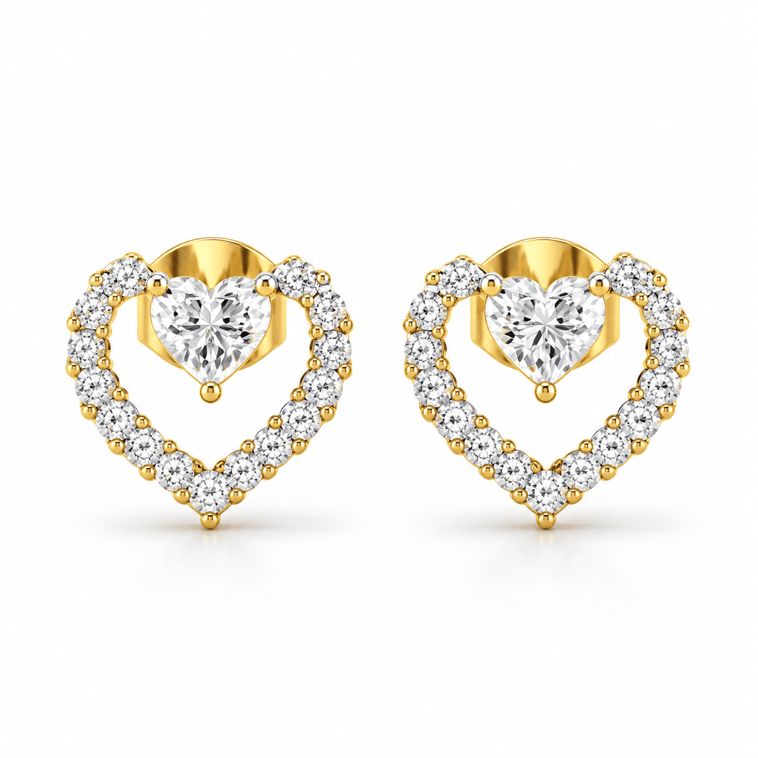 Twin Sparkle Heart Earrings